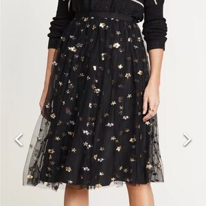 Cupcakes & Cashmere - Black and Gold Sequin Tulle Midi Skirt - Size Small
